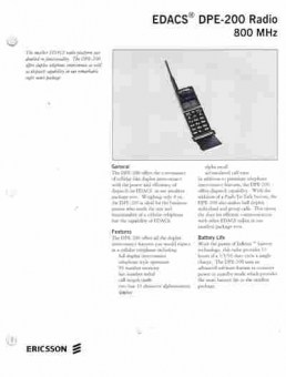 Буклет Ericsson EDACS DPE-200 Radio 800 MHz, 55-238, Баград.рф